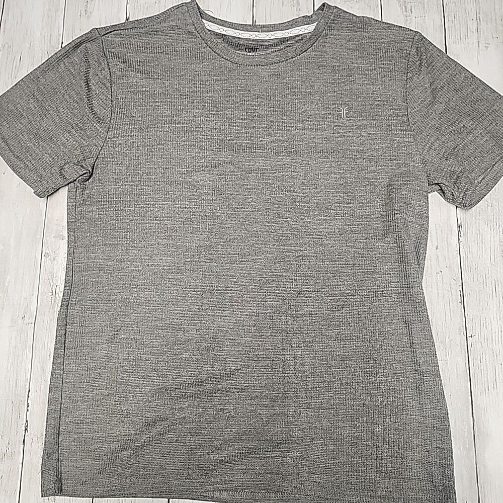 Frye Shirt S Gray Waffle Knit Cotton Short Sleeve Casual Men's